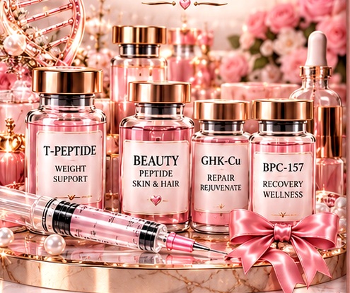 Wellness and beauty peptide vial display